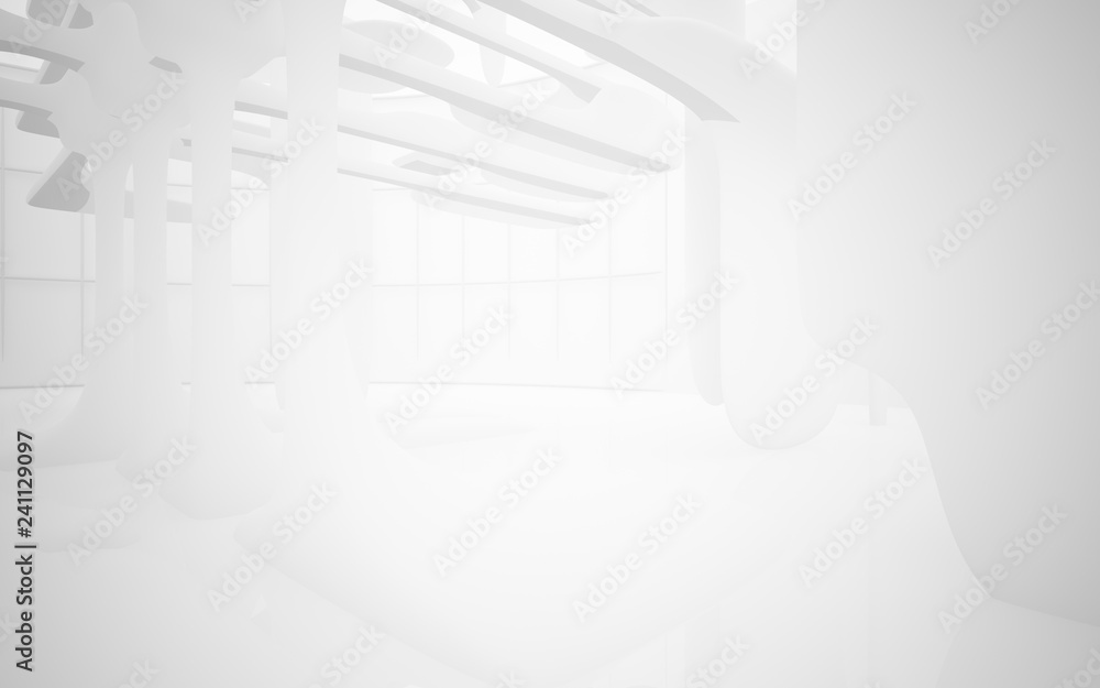 Fototapeta premium White smooth abstract architectural background. 3D illustration and rendering