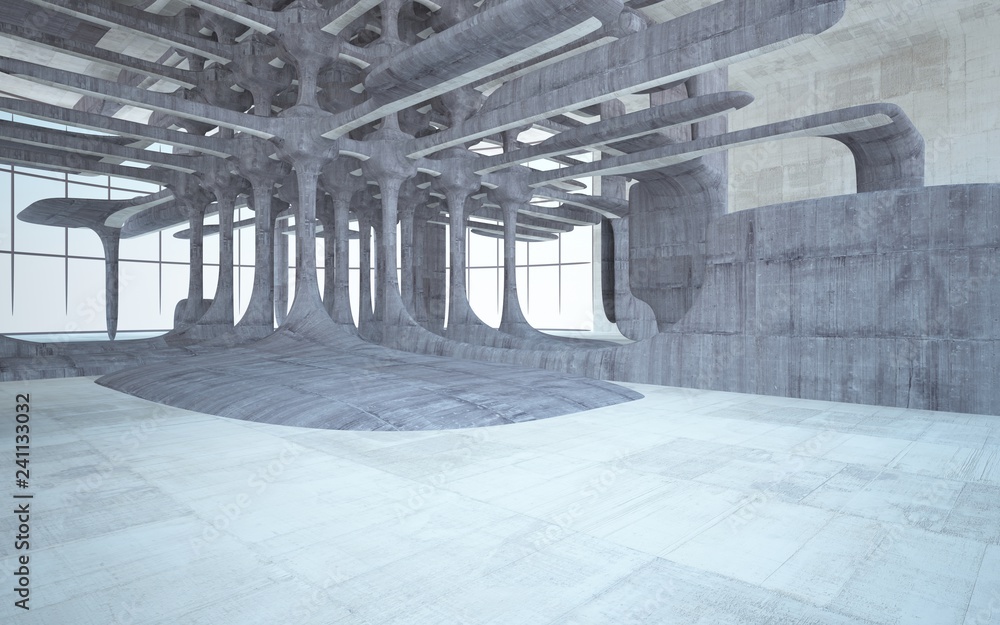 Empty dark abstract brown concrete room smooth interior. Architectural background. Night view of the illuminated. 3D illustration and rendering Empty dark abstract brown concrete room smooth interior. Architectural background. Night view of the illuminated. 3D illustration and rendering