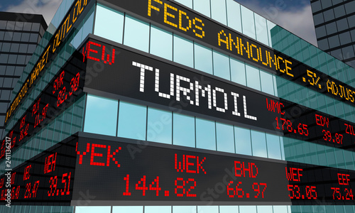 Turmoil Volatility Stock Market Ticker Words 3d Illustration