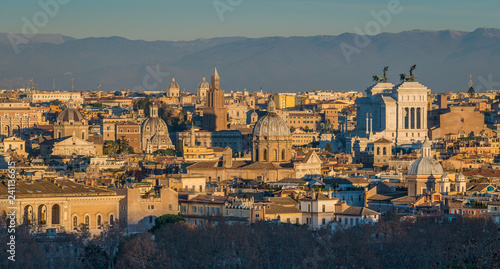 Εκτύπωση καμβά Panorama from the Gianicolo Terrace with the Altare della Patria, in Rome, Italy