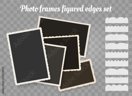 Old photo edges. Vintage snapshot or retro photography figured edge frames vector illustration