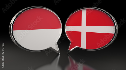 Free Download Monaco and Denmark flags with Speech Bubbles. 3D illustration - GFXLoad