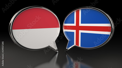 Free Download Monaco and Iceland flags with Speech Bubbles. 3D illustration - GFXLoad