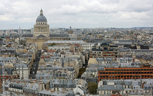 Urban Panorama of Paris with Pantheon and more buildings
