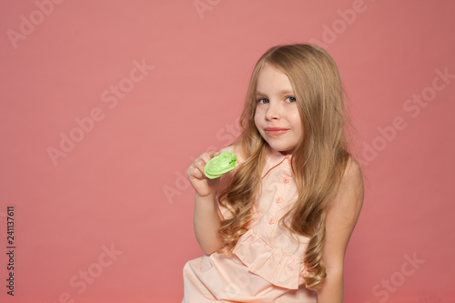 Wallpaper Mural little girl eat sweet cake with cream cupcake Torontodigital.ca