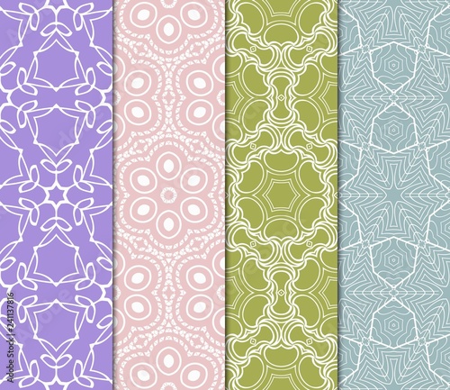Set Of Art Deco Pattern Of Geometric Elements. Seamless Pattern. Vector Illustration. Design For Printing, Presentation, Textile Industry. Tribal Ethnic Arabic, Fashion