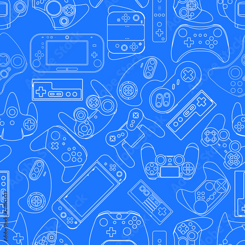 Linear Video game controller background Gadgets seamless pattern