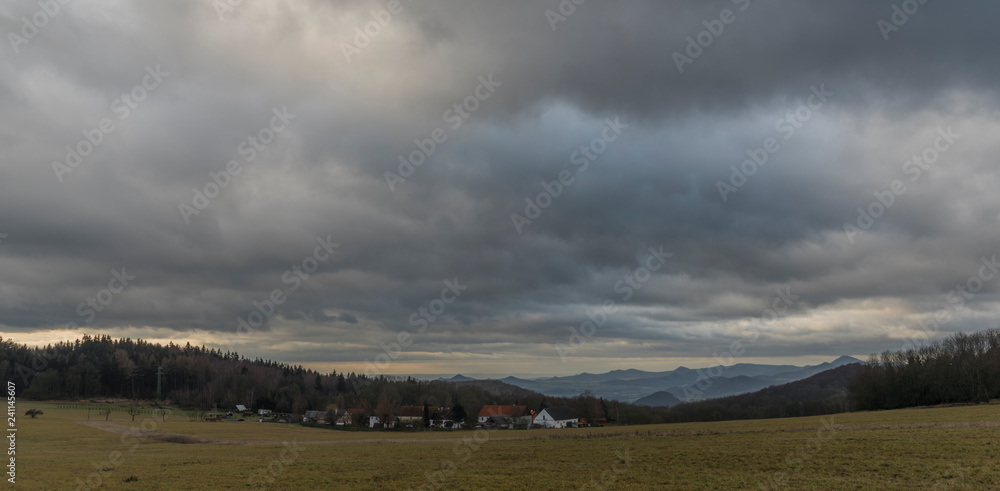 Panorama view near Nemci village in Ceske Stredohori mountains