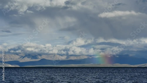 Rainbow above Mountain Lake Manasarovar Himalayas Tibet