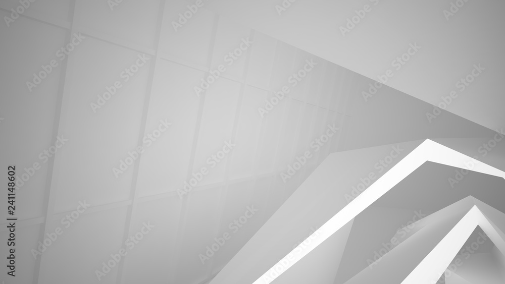 Abstract white interior multilevel public space with neon lighting. 3D illustration and rendering. Abstract white interior multilevel public space with neon lighting. 3D illustration and rendering.