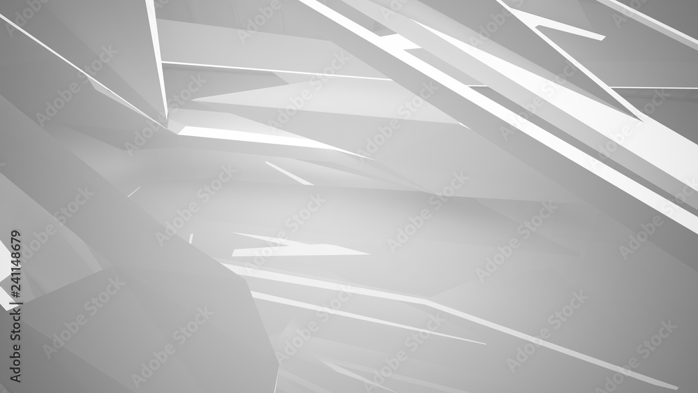 Abstract white interior multilevel public space with neon lighting. 3D illustration and rendering. Abstract white interior multilevel public space with neon lighting. 3D illustration and rendering.