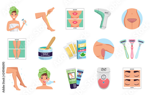 Depilation Icons Set