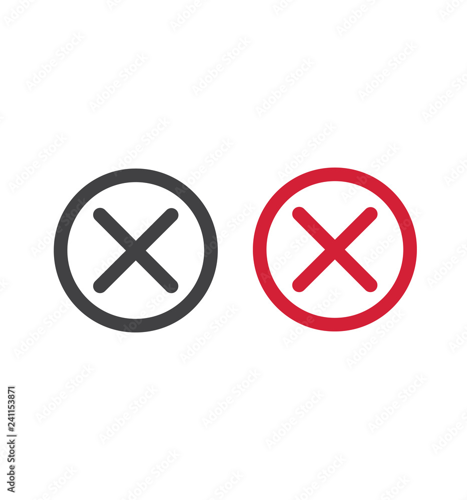 Cross X icon check mark isolated circle symbol vector illustration in a circle Cross X icon check mark isolated circle symbol vector illustration in a circle