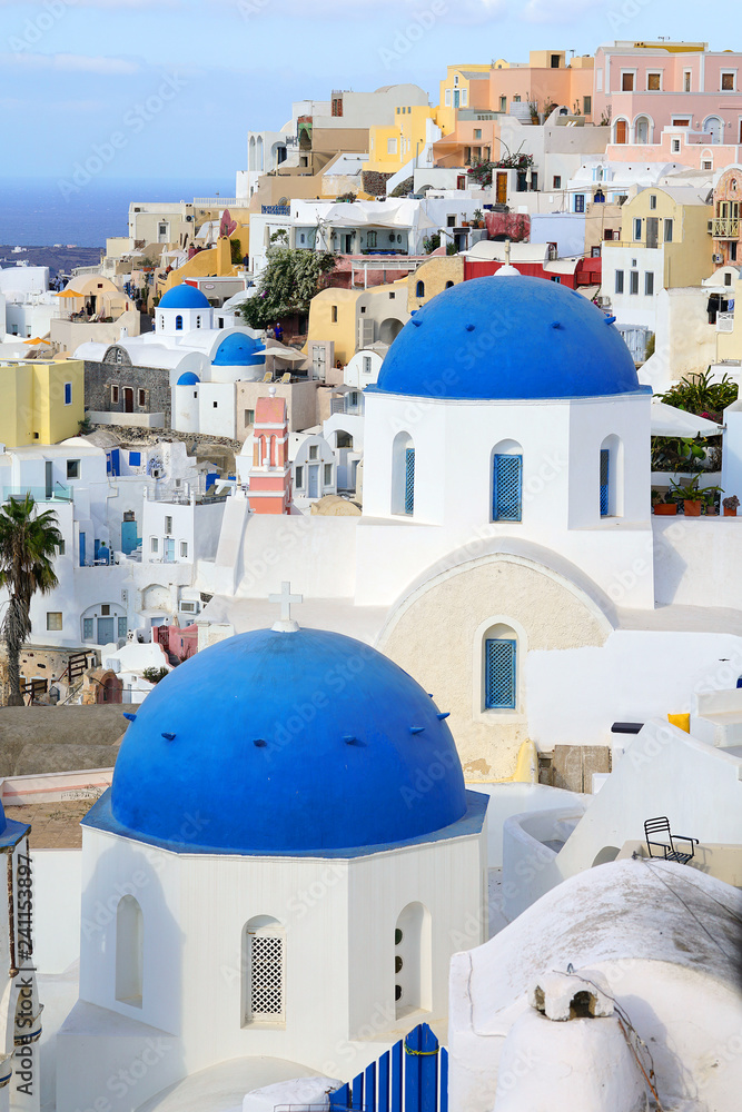Beautiful view with churches in Santorini, Cyclades Beautiful view with churches in Santorini, Cyclades