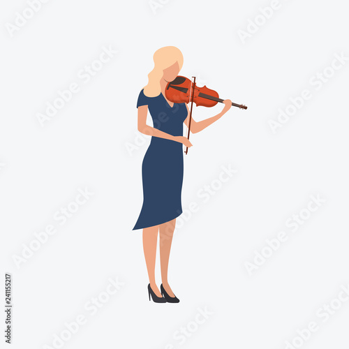 Woman playing violin. Fiddle, melody, fiddlestick. Can be used for topics like classical music, performance, musician 