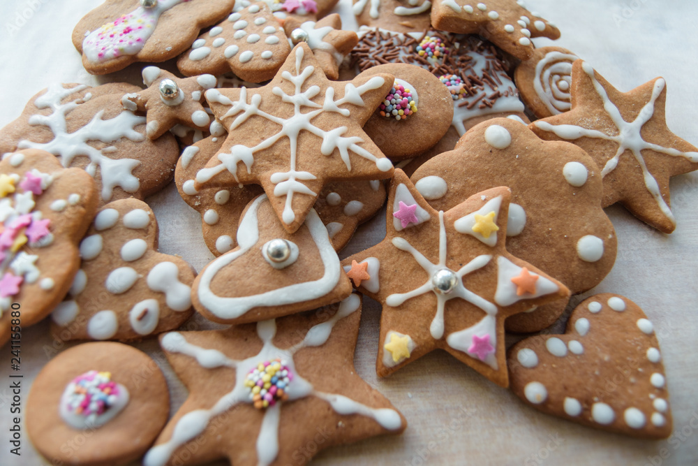 Gingerbread cookies closeup Gingerbread cookies closeup