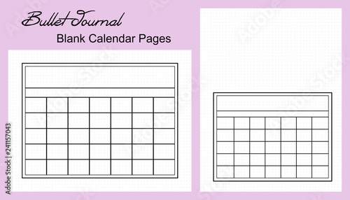 Bullet Journal Monthly Calendar, Blank
