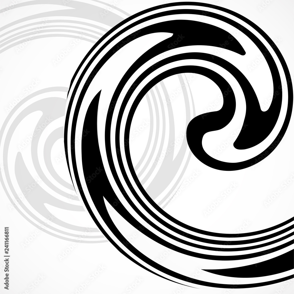 Abstract background with black and white striped, futuristic waves Abstract background with black and white striped, futuristic waves