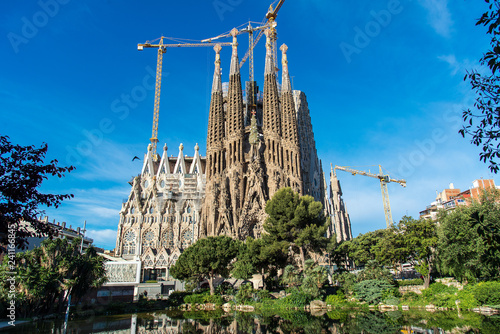 The Cathedral of La Sagrada Familia by the architect Antonio Gaudi, Catalonia, Barcelona Spain - May 14, 2018.