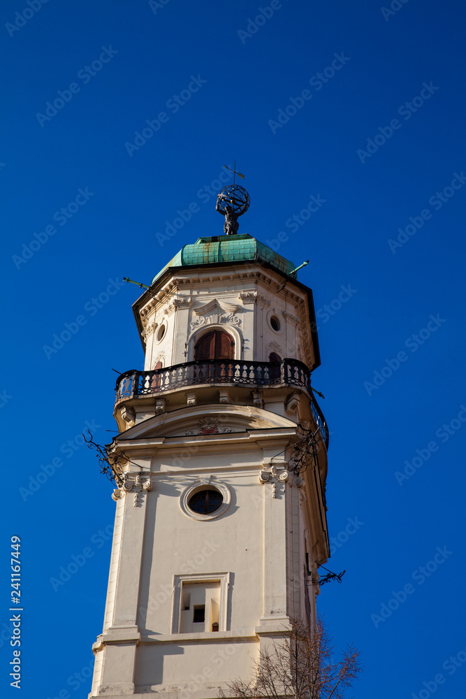 Clemetinum astronomical tower at the Old Town in Prague