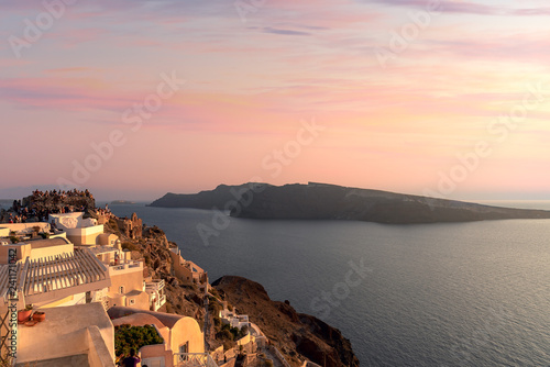 Oia village at the sunset - Aegean sea - Santorini island - Greece