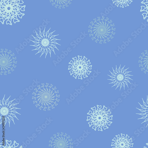 Snowflakes on a blue background. Seamless pattern. Vector illustration.