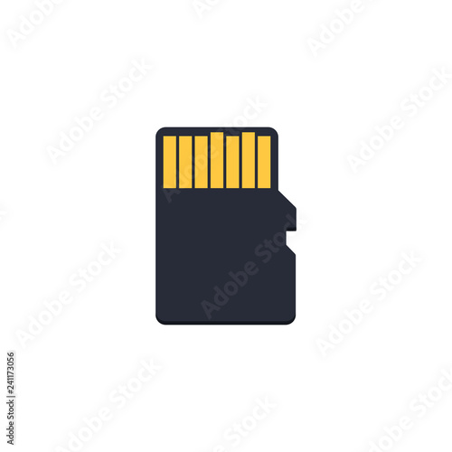 Micro sd flash memory. Vector. Flat design.