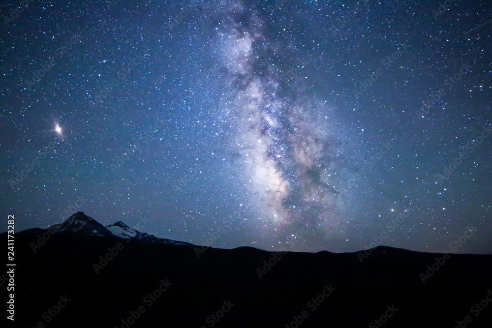 night sky with stars and moon