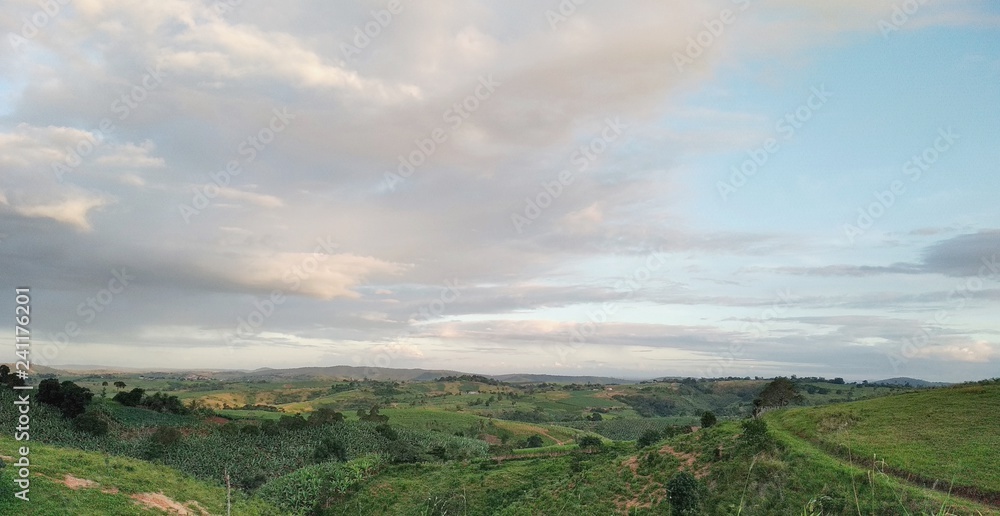 landscape with blue sky and clouds