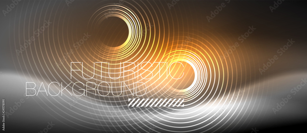 Neon circles abstract background, shiny lines Neon circles abstract background, shiny lines