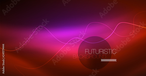 Neon lines wave background. Abstract composition