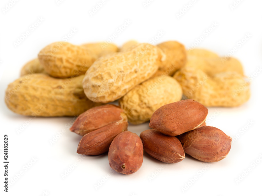 Dried peanuts isolated on white background. Dried peanuts isolated on white background.
