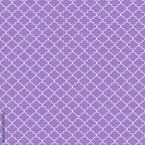 Quatrefoil Seamless Pattern - Graphic light purple and white quatrefoil or trellis design