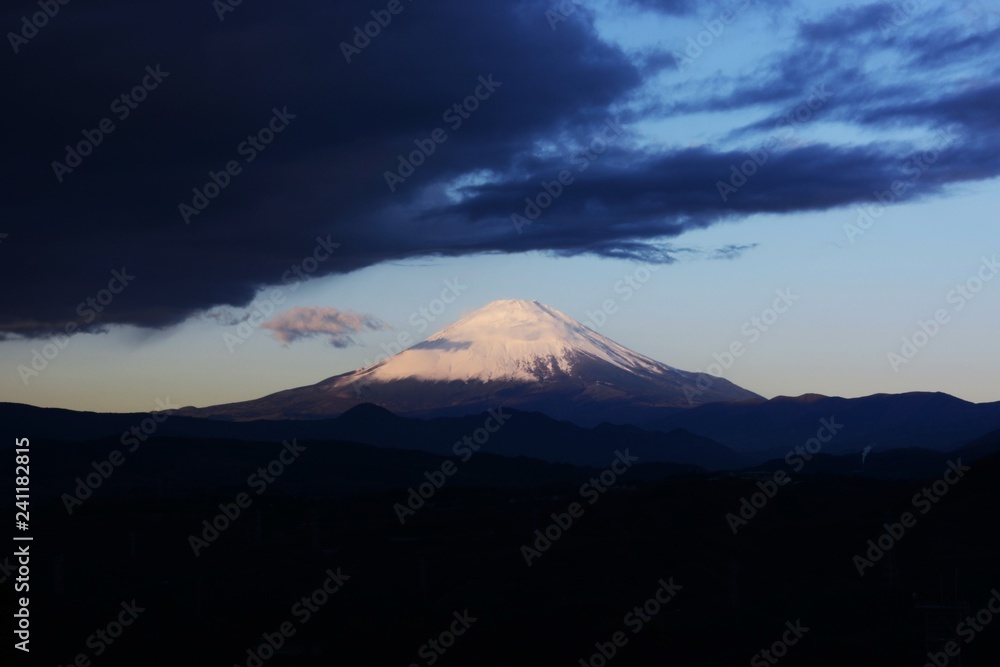 Mt.Fuji in the early morning seen from Kanagawa Prefecture in Japan