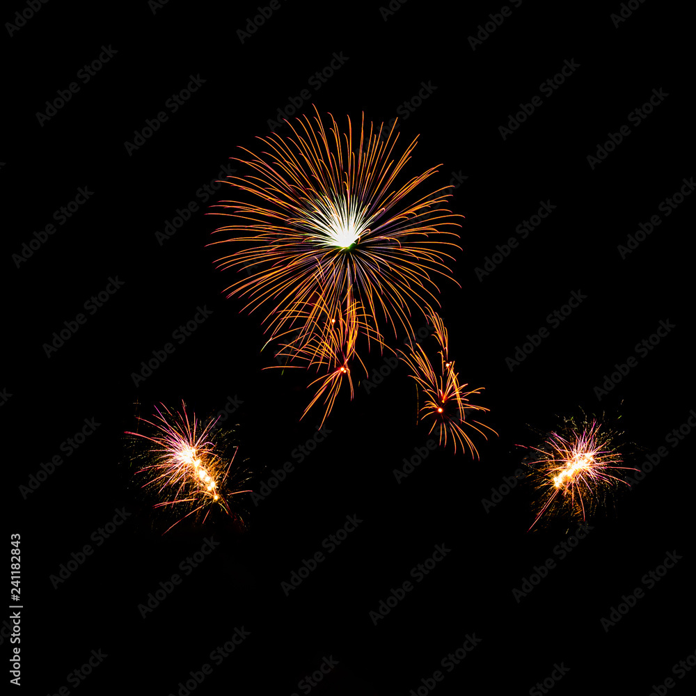 Fireworks isolated on  black background