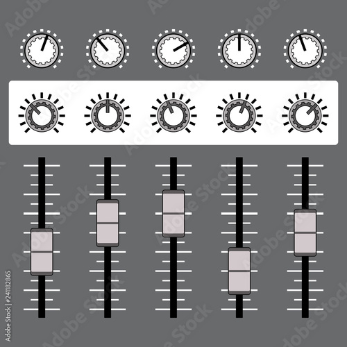 Component parts of sound device. Level control. Vector illustration