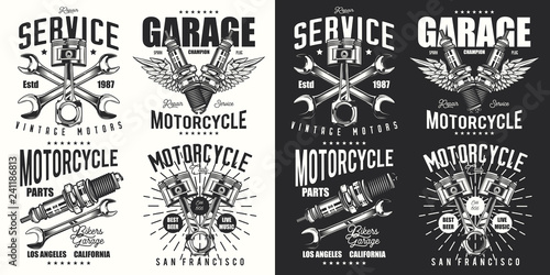 Vintage label set with inscription composition on dark and white background. T-shirt design.