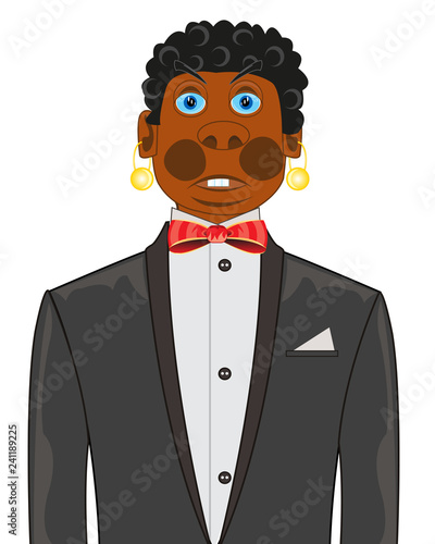 Dark-skinned man in fashionable suit on white background