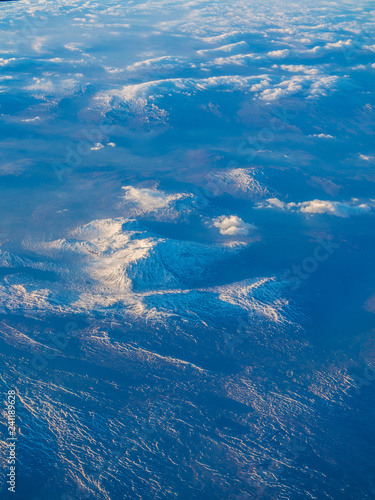 View of mountains from the airplane