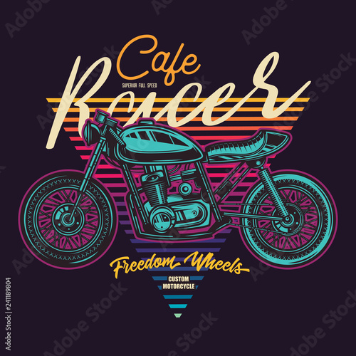 Canvas Print Vintage Cafe Racer Motorcycle Poster