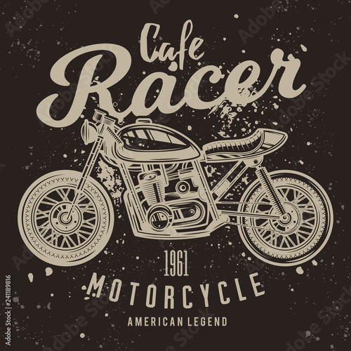 Vintage Cafe Racer Motorcycle Poster. Vector illustration. T-shirt design