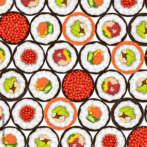 sushi rolls top view