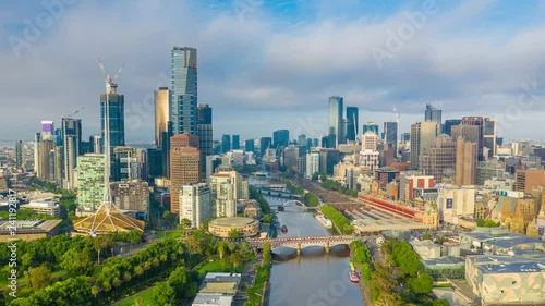 4k aerial hyperlapse of Melbourne city in Australia photo