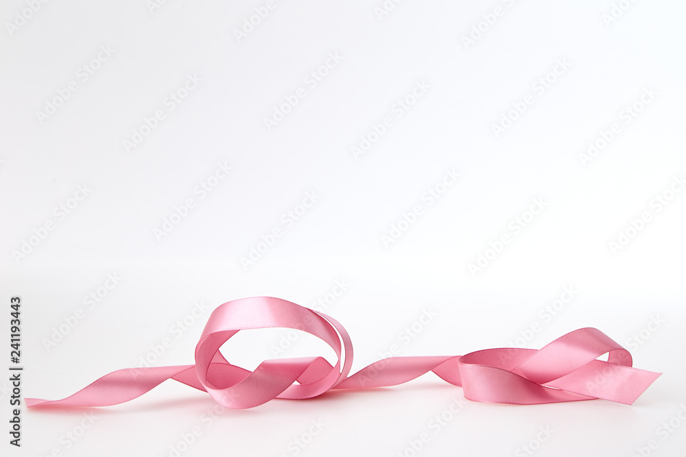 Curled Pink Ribbon On White Curled Pink Ribbon On White