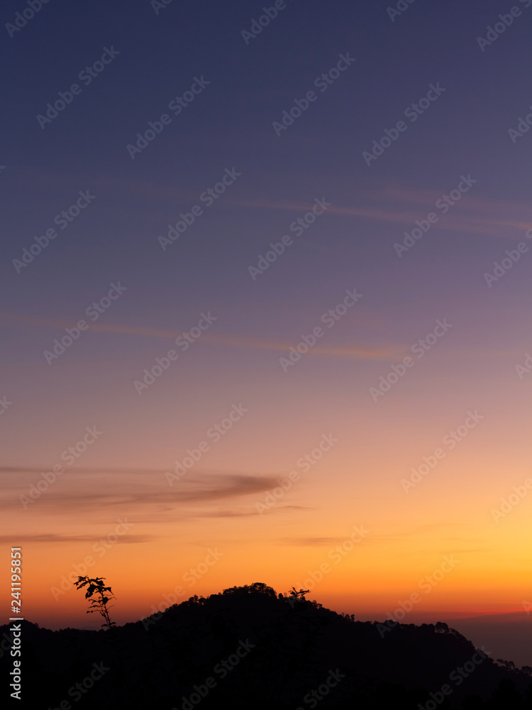 Obraz premium colorful of sky and beautiful mountain landscape.Morning sunrise time mountain scenery