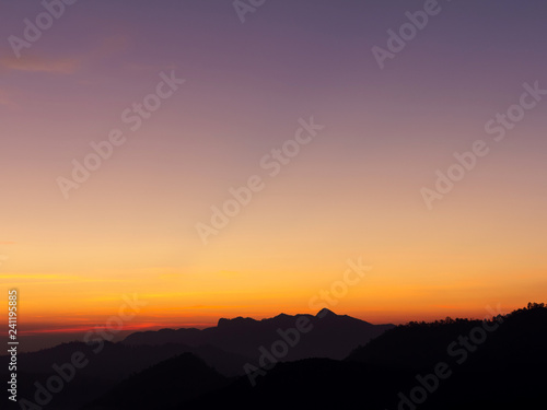 colorful of sky and beautiful mountain landscape.Morning sunrise time mountain scenery