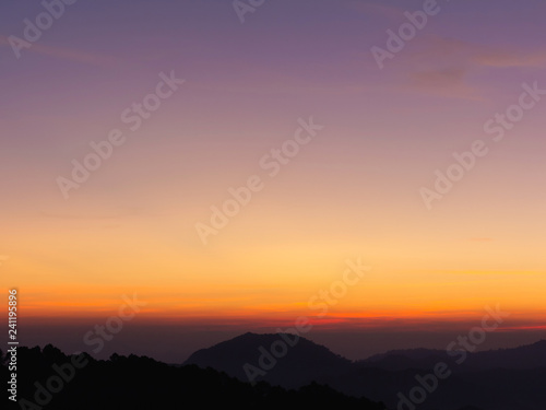 colorful of sky and beautiful mountain landscape.Morning sunrise time mountain scenery