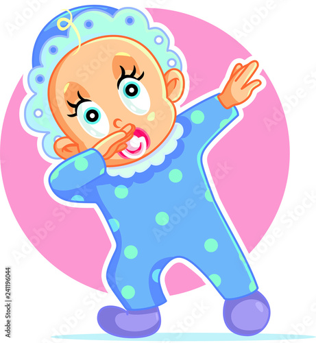 Funny Baby Boy Dabbing Vector Cartoon