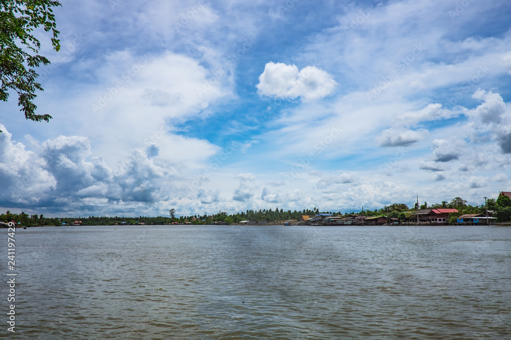 Beautiful River view of mae klong river at Samut Songkhram Thailand