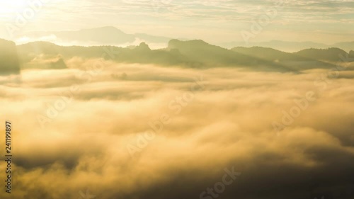 Sunrise fog Mountain banjabo Mae Hong Son in thailand.mov